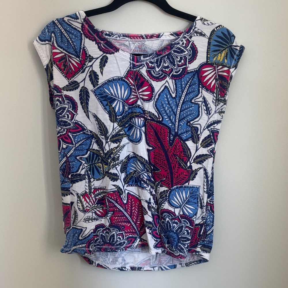 Talbots Multicolor Floral Short Sleeve Top